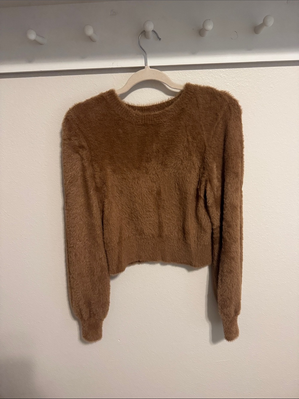 Sunday Best Chestnut Brown Fuzzy Crewneck Sweater